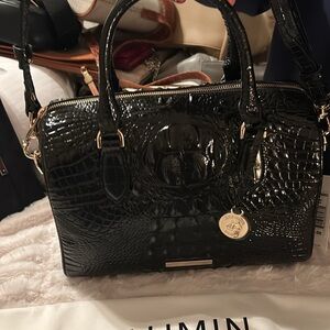 Brahmin Glossy Black Satchel
